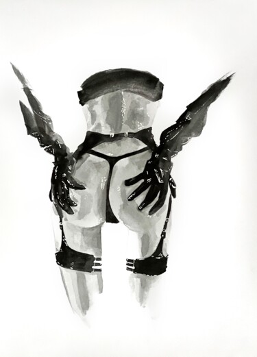 Desenho intitulada "Boldness in Silence" por Elena Suvorova, Obras de arte originais, Aquarela