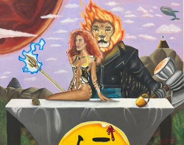 Bad moon rising 제목이 "Bad moon rising"인 미술작품 Nestor Abraham Hernandez Medellin로, 원작, 기름