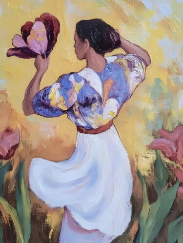 Dance Of The Tulips Digitale Kunst getiteld "Dance Of The Tulips" door Elena Avanesova, Origineel Kunstwerk, Digitaal Schilderwerk