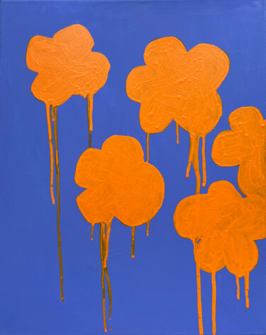 Dripping Orange Flower Clouds Картина под названием "Dripping Orange Flo…" - Sasha Robinson, Подлинное произведение искусства, Акрил
