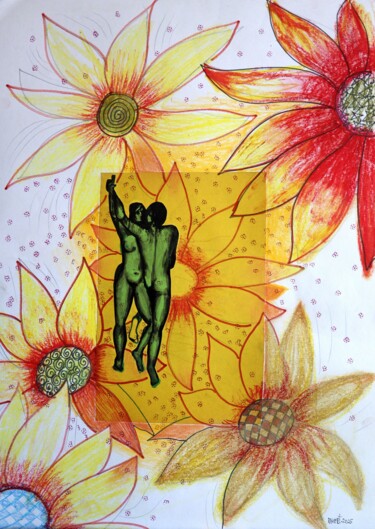 Pintura intitulada "Fantasy with Flower…" por Rakhmet Redzhepov, Obras de arte originais, Aquarela