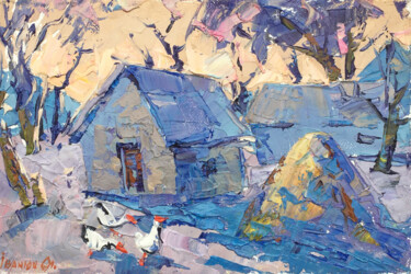 Painting titled "By the evening" by Oleksiy Ivanyuk, Original Artwork, Oil Mounted on Wood Stretcher frame