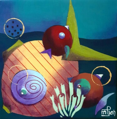 Peinture intitulée "Poissons 2" par Marie-Pierre Jan, Œuvre d'art originale, Acrylique Monté sur Châssis en bois