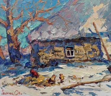 Pittura intitolato "In the courtyard" da Oleksiy Ivanyuk, Opera d'arte originale, Olio Montato su Telaio per barella in legno
