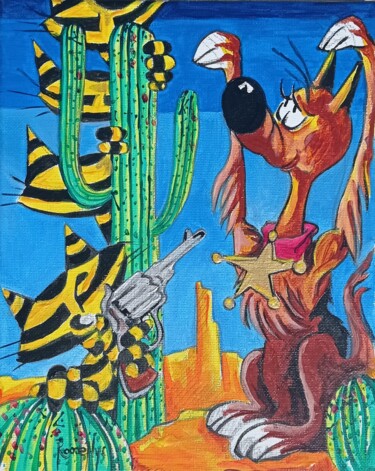 Schilderij getiteld "Chalton VS Rantanpl…" door Jsroosenys, Origineel Kunstwerk, Acryl Gemonteerd op Frame voor houten branc…
