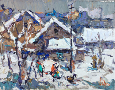 Painting titled "Holidays" by Oksana Ivanyuk, Original Artwork, Oil Mounted on Wood Stretcher frame