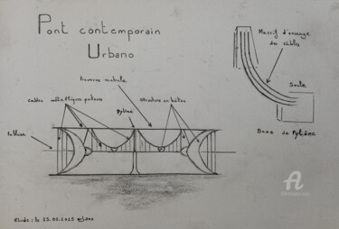 图画 标题为“Pont Urbano” 由Roberto Urbano, 原创艺术品, 铅笔