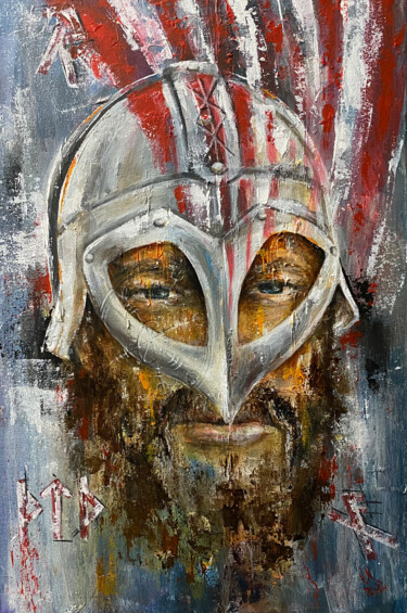 绘画 标题为“Viking” 由Volodymyr Nezdiimynoha, 原创艺术品, 丙烯 安装在木质担架架上