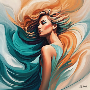 Digitale Kunst getiteld "Feminine Swirl in P…" door Jo Graetz (Jo Graetz), Origineel Kunstwerk, AI gegenereerde afbeelding