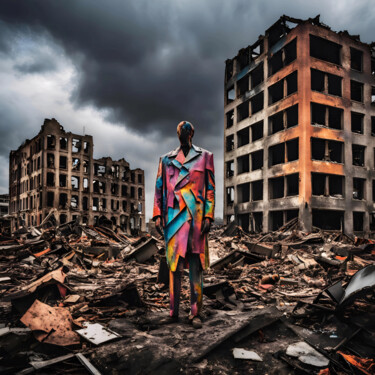 A COLORFUL CRY AMIDST DESTRUCTION Digital Arts titled "A COLORFUL CRY AMID…" by Umur Hozatli, Original Artwork, 3D Modeling