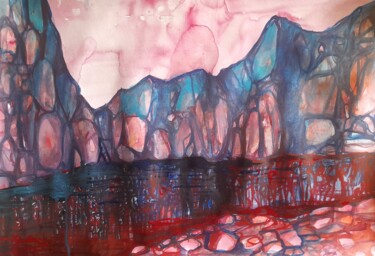 Pittura intitolato "The lake before pur…" da Alexey Zhucovsky, Opera d'arte originale, Acquarello