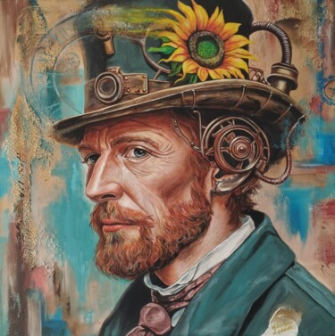 绘画 标题为“Van Gogh. Time trav…” 由Valentyna Loboda, 原创艺术品, 丙烯 安装在木质担架架上