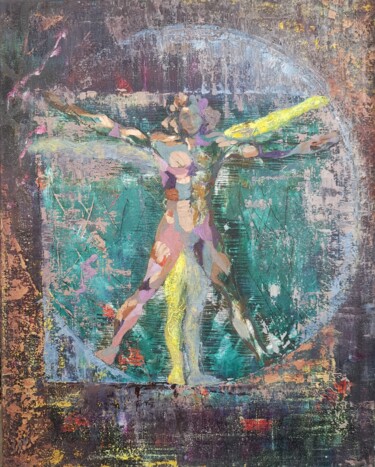 Golden Section. Leonardo da Vinci. Homage. Quoting Old Maste 绘画 标题为“Golden Section. Leo…” 由Allen Light, 原创艺术品, 油 安装在木质担架架上