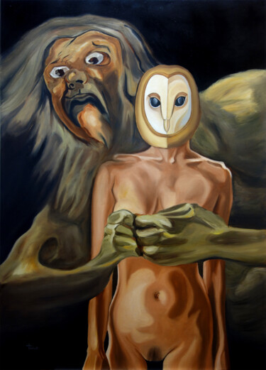 Peinture intitulée "Saturn" par Thomas Pramhas, Œuvre d'art originale, Huile Monté sur Châssis en bois
