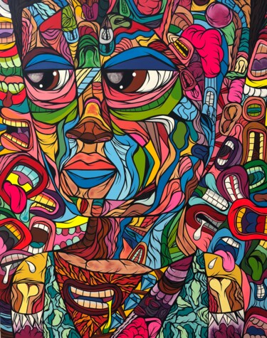 l'homme focus Pintura intitulada "l'homme focus" por Nicolas Denigot (2NIGO), Obras de arte originais, Acrílico Montado em Armação em made…