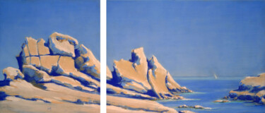 Rocher du Goudoul, Lesconil Painting titled "Rocher du Goudoul,…" by François Cusson, Original Artwork, Pastel Mounted on Wood Panel