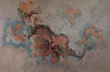 Schilderij getiteld "Magnolio turquesa" door Cristina Villacieros, Origineel Kunstwerk, Olie Gemonteerd op Frame voor houten…