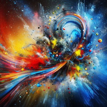 Pittura intitolato "Galactic Firestorm…" da Lee Eggstein, Opera d'arte originale, Stampa digitale Montato su Telaio per bare…