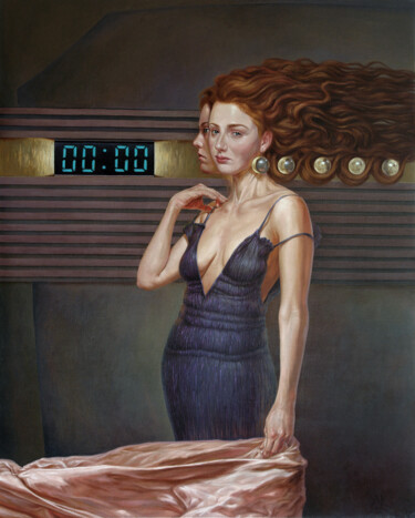 「Zero Hours, Zero Mi…」というタイトルの絵画 Andrii Zhukovによって, オリジナルのアートワーク, オイル ウッドストレッチャーフレームにマウント