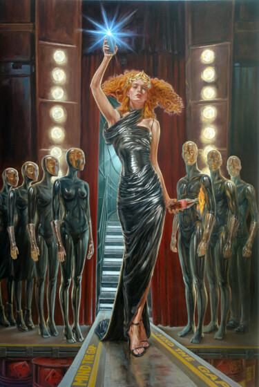 「The Last Fashion Sh…」というタイトルの絵画 Andrii Zhukovによって, オリジナルのアートワーク, オイル ウッドストレッチャーフレームにマウント