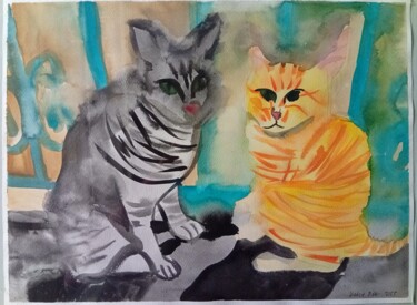 绘画 标题为“Katze #13” 由Hatice Diker, 原创艺术品, 水彩