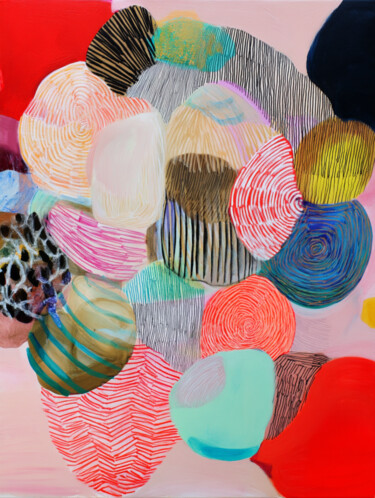 Orange and Blue on Pink Background 数字艺术 标题为“Orange and Blue on…” 由Olga Lomax, 原创艺术品, 数字油画