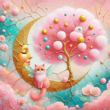 Digitale Kunst getiteld "Child’s Dream" door Davina Dugnas, Origineel Kunstwerk, Digitaal Schilderwerk Gemonteerd op Frame v…