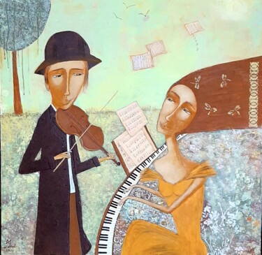 Painting titled "Мелодия без слов" by Anna Milkis, Original Artwork, Acrylic