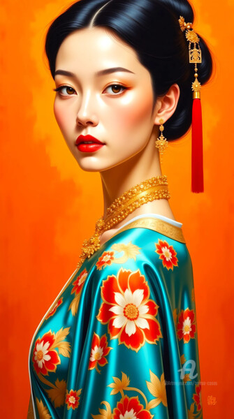 数字艺术 标题为“01-Oriental woman p…” 由Teresa Casas, 原创艺术品, AI生成的图像