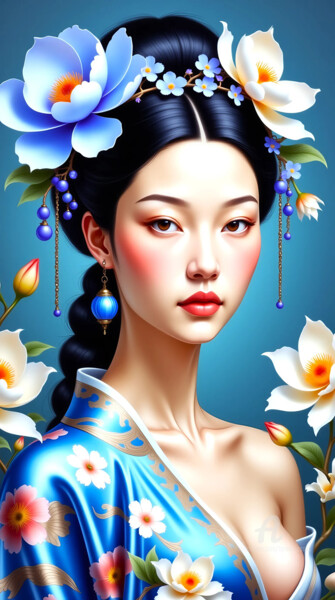 05-Oriental woman portrait Arte digitale intitolato "05-Oriental woman p…" da Teresa Casas, Opera d'arte originale, Immagine generata dall'IA