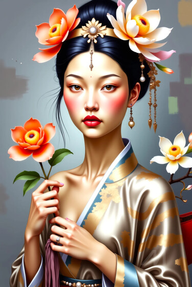 数字艺术 标题为“07-Oriental woman p…” 由Teresa Casas, 原创艺术品, AI生成的图像