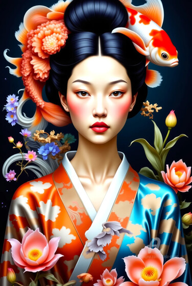 数字艺术 标题为“12-Oriental woman p…” 由Teresa Casas, 原创艺术品, AI生成的图像