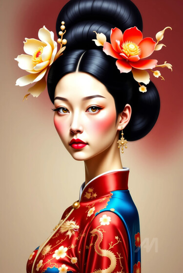 数字艺术 标题为“17-Oriental woman p…” 由Teresa Casas, 原创艺术品, AI生成的图像