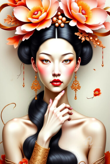 19-Oriental woman portrait Цифровое искусство под названием "19-Oriental woman p…" - Teresa Casas, Подлинное произведение искусства, Изображение, сгене…