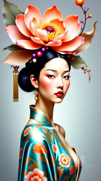 20-Oriental woman portrait Arte digitale intitolato "20-Oriental woman p…" da Teresa Casas, Opera d'arte originale, Immagine generata dall'IA