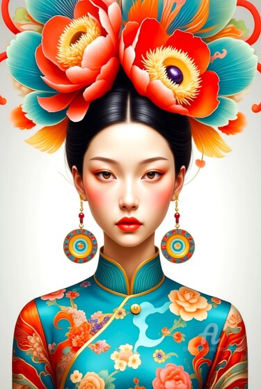 数字艺术 标题为“24-Oriental woman p…” 由Teresa Casas, 原创艺术品, AI生成的图像
