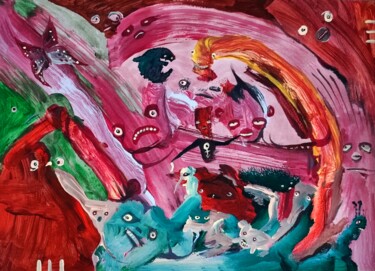 Pittura intitolato "1980 : Expressionis…" da Milto Sideris, Opera d'arte originale, Acrilico