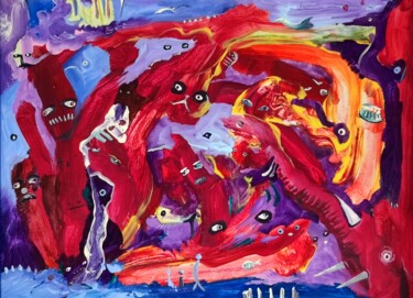 Pittura intitolato "1980 : Expressionis…" da Milto Sideris, Opera d'arte originale, Acrilico