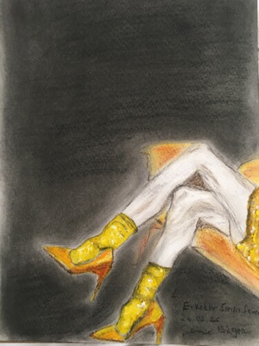 Erkekler Sarisinlari Sever Painting titled "Erkekler Sarisinlar…" by Sennur Üzgen, Original Artwork, Charcoal