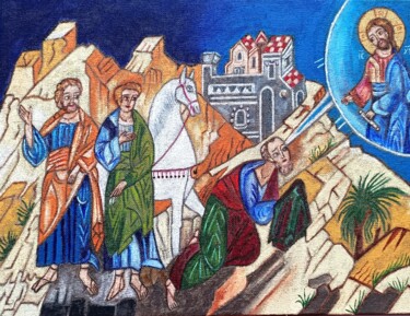 Peinture intitulée "Paul sur le chemin…" par Laure Barlet, Œuvre d'art originale, Huile Monté sur Châssis en bois