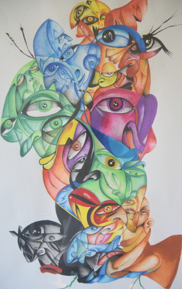 Fractured Realms of the Inner Eye 「Fractured Realms of…」というタイトルの絵画 Willem Akopjanによって, オリジナルのアートワーク, 水彩画