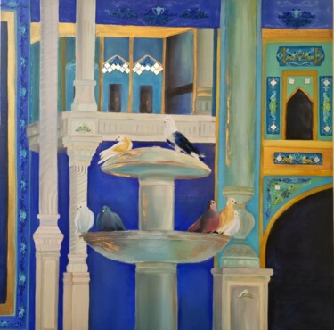 Serenity in Architectural Blue Pittura intitolato "Serenity in Archite…" da Maryam Zarei, Opera d'arte originale, Olio