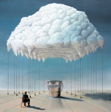 Ζωγραφική με τίτλο "Météo à la carte" από Jean-Paul Becker, Αυθεντικά έργα τέχνης, Λάδι Τοποθετήθηκε στο Ξύλινο φορείο σκελε…