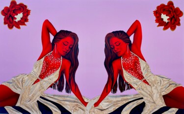 Schilderij getiteld "L'Enivrante Passion…" door Estelle Yvon, Origineel Kunstwerk, Acryl Gemonteerd op Aluminium