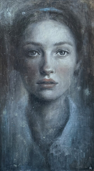 Painting titled "Schoolgirl" by Margarita Ivanova, Original Artwork, Oil Mounted on Wood Stretcher frame