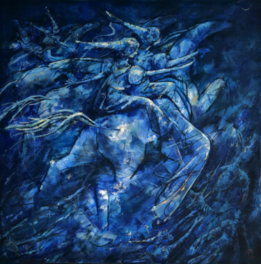 Spirits of the Sapphire Sky Painting titled "Spirits of the Sapp…" by Olga Denamur-Filippova, Original Artwork, Oil Mounted on Wood Stretcher frame
