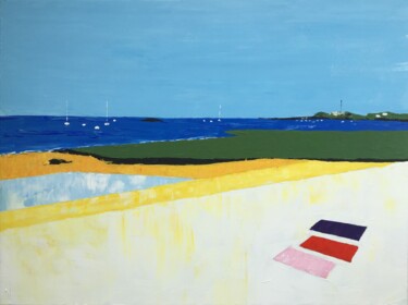 Peinture intitulée "la plage du Roaligu…" par Valerie   Jouve, Œuvre d'art originale, Acrylique Monté sur Châssis en bois