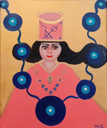 Peinture intitulée "LES YEUX DANS UNE A…" par Haïfa Melliti, Œuvre d'art originale, Huile