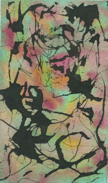 印花与版画 标题为“green ink iii” 由Lya Helia, 原创艺术品, 水彩