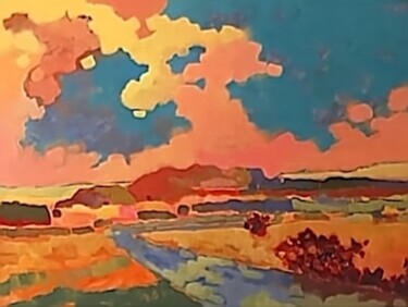 Pintura intitulada "Plaine d'écosse" por Christophe Duflaut, Obras de arte originais, Acrílico Montado em Armação em madeira